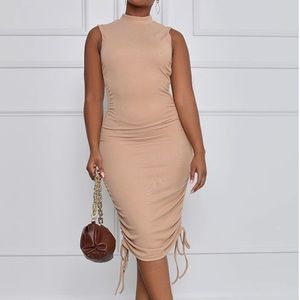 Nude Bodycon Midi Dress
